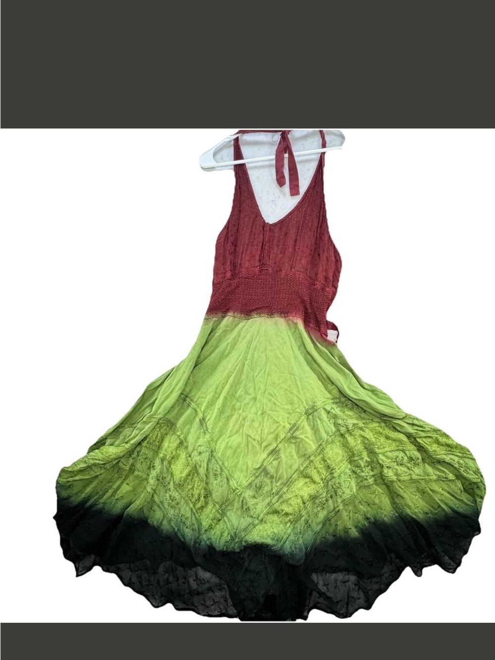 Sleeveless Colorblock Maxi Dress in Red and Lime Green